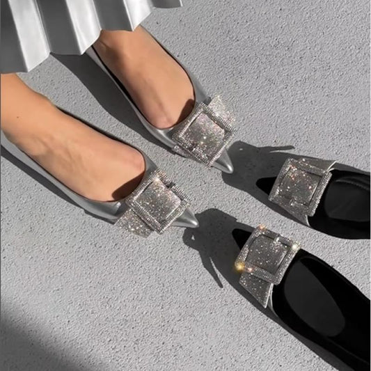 Women's Dazzle Rhinestone Flat Shoes - laseze