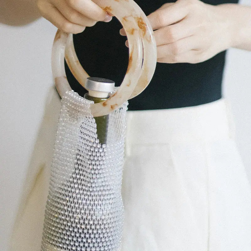 Woven Bag Crystal Bottle Tote voguety