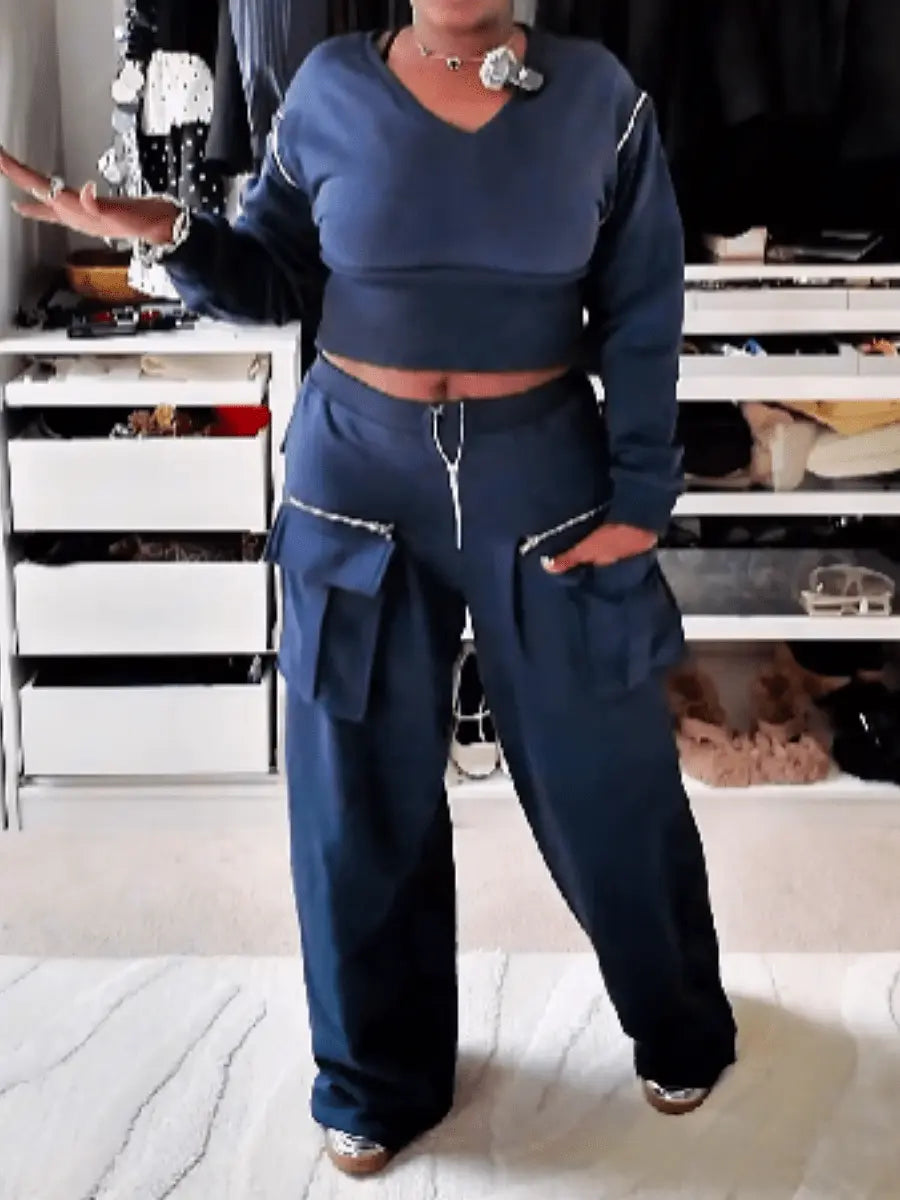 Zipped Pocket Detail Sport Suit laseze