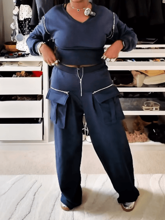 Zipped Pocket Detail Sport Suit laseze