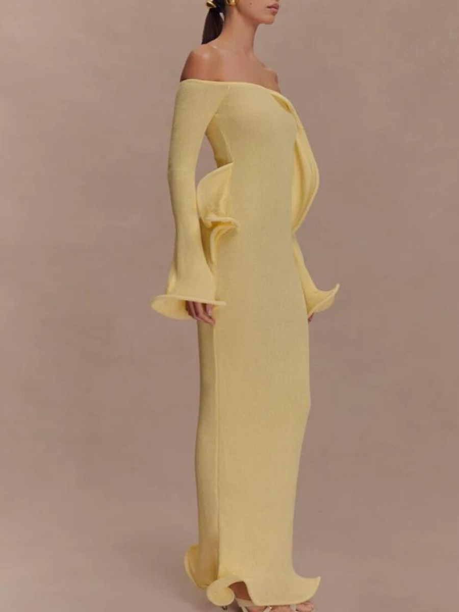 Off Shoulder Knit Maxi Dress