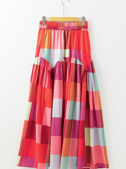 Patchwork Color-Block Maxi Skirt