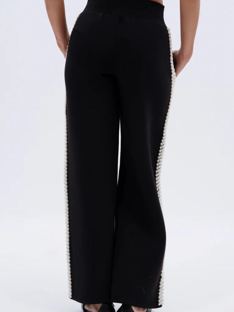 Pearl-Trimmed Wide-Leg Sweatpants