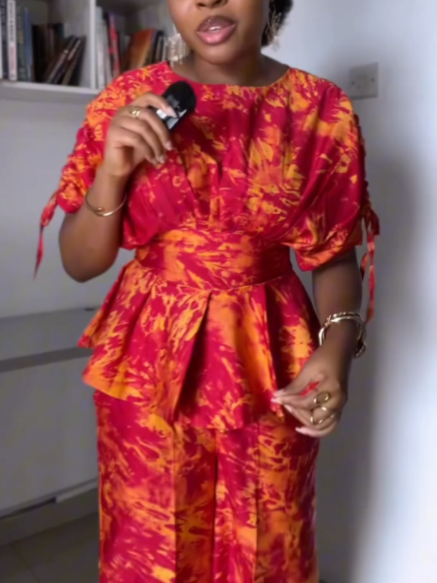 Scarlet Ruffled Waist Two-Piece