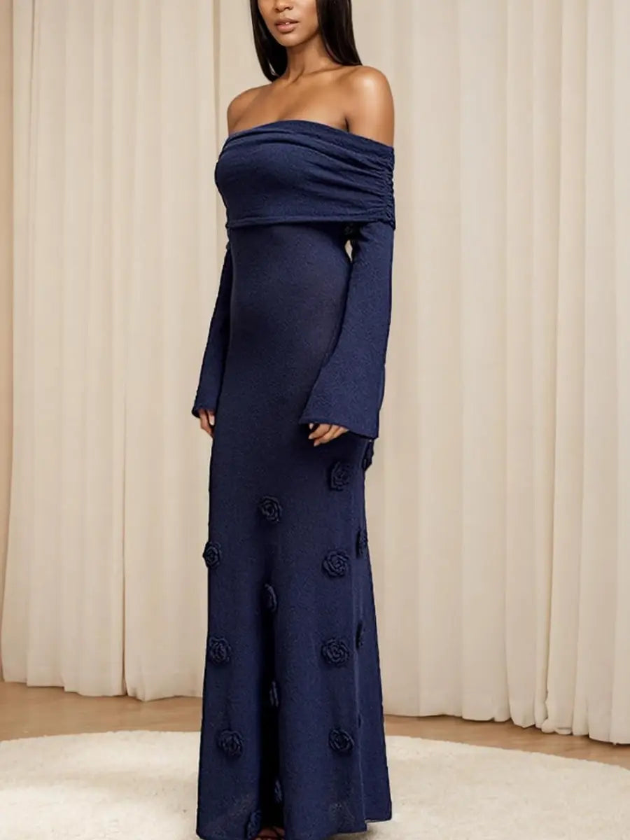 3D Floral Knit Mesh Sweater Sexy Party Dresses laseze