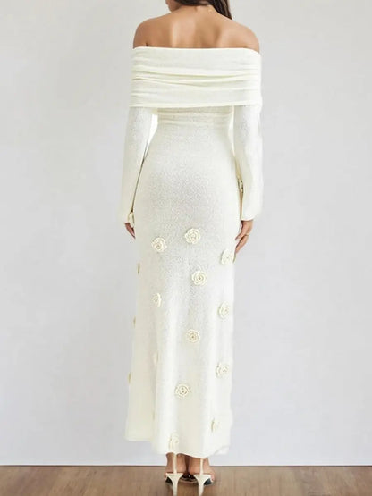 3D Floral Knit Mesh Sweater Sexy Party Dresses laseze