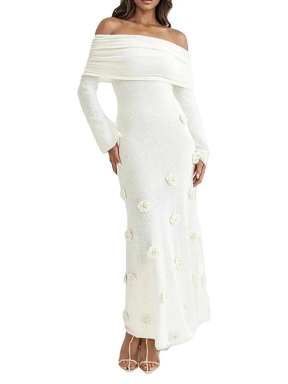 3D Floral Knit Mesh Sweater Sexy Party Dresses laseze