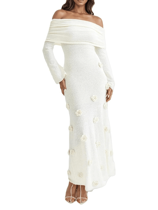 3D Floral Knit Mesh Sweater Sexy Party Dresses laseze