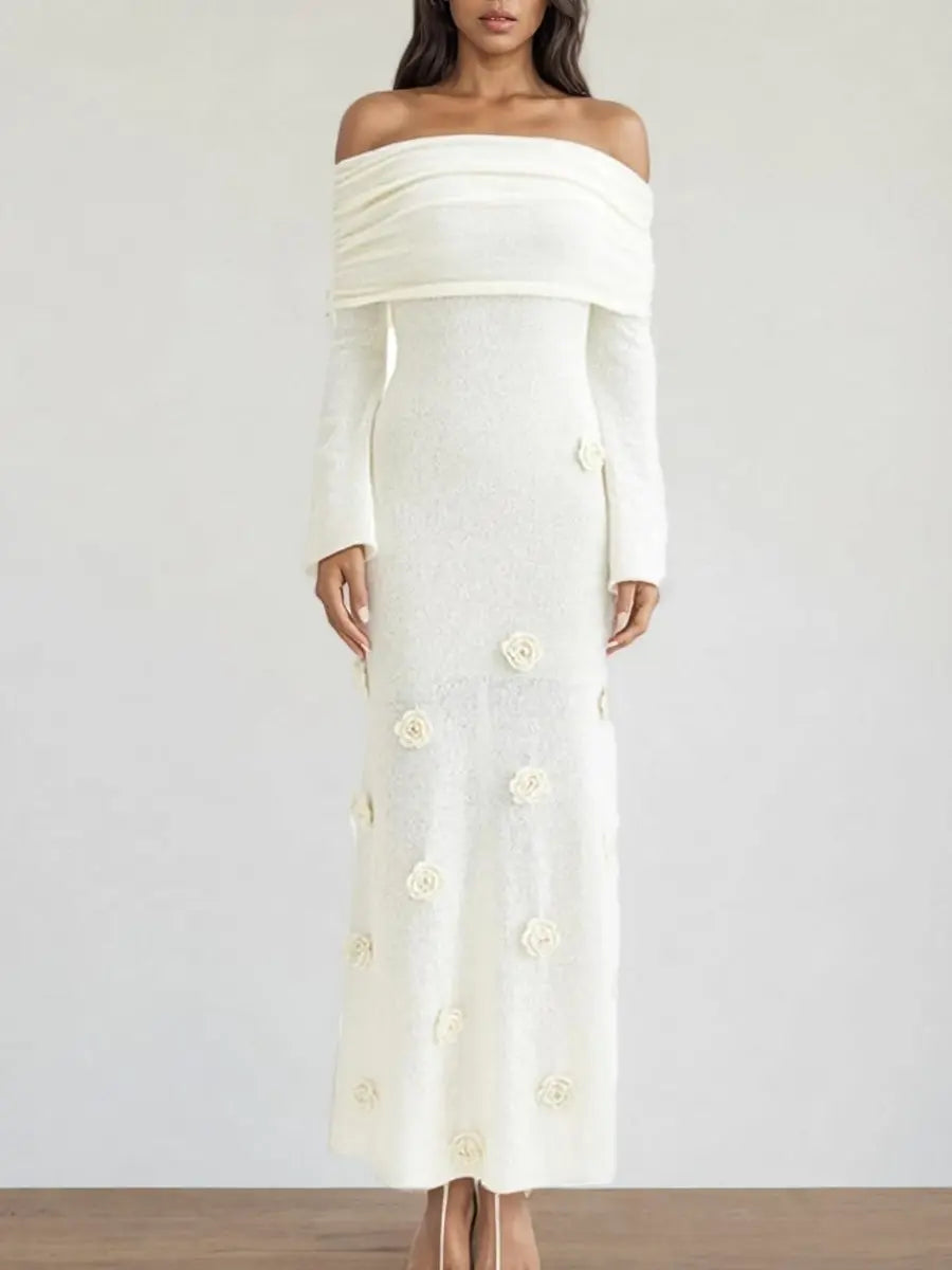 3D Floral Knit Mesh Sweater Sexy Party Dresses laseze