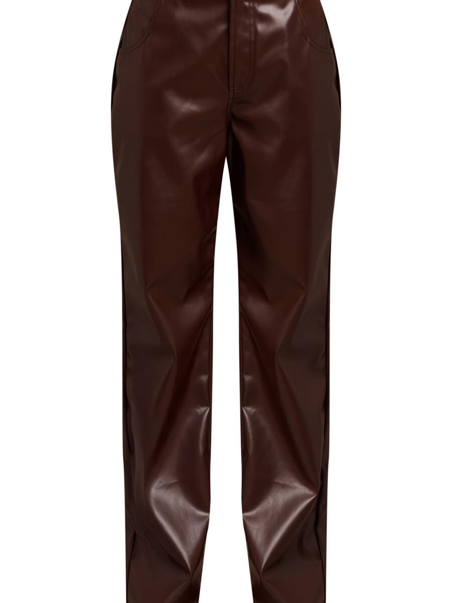 Chocolate Faux Leather Straight Leg Pants