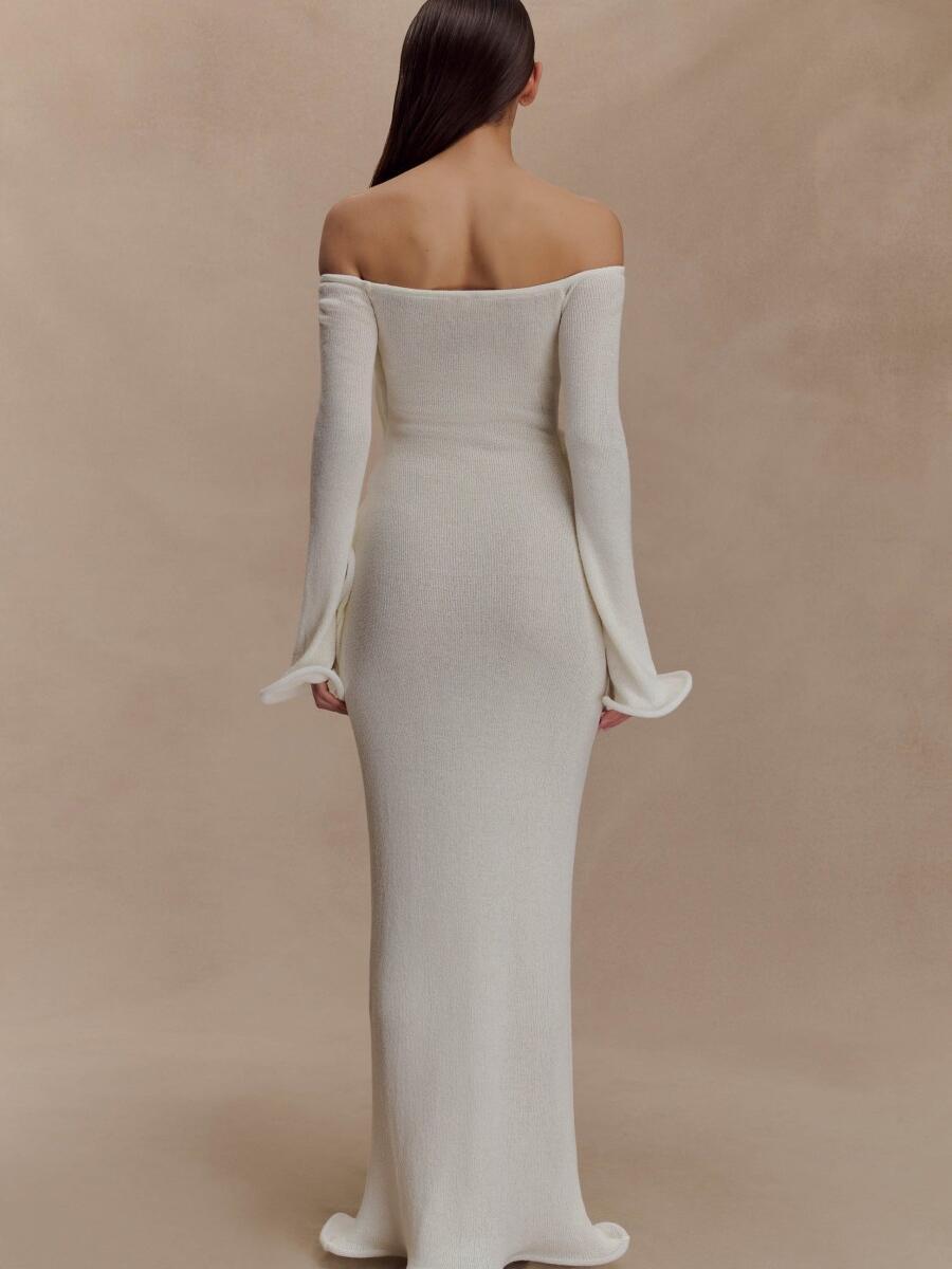 Off Shoulder Knit Maxi Dress