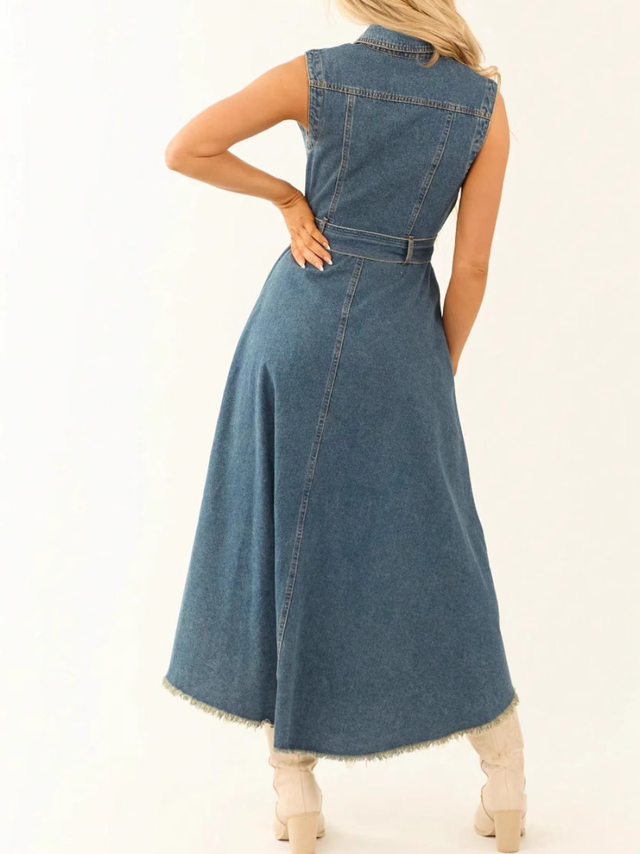 Denim Dress Fashion Sleeveless Personality Irregular