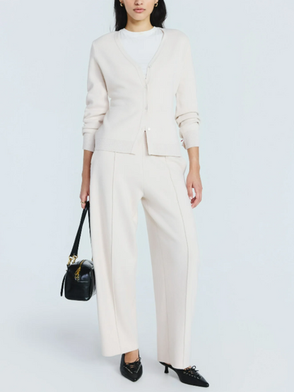 Knitted V-Neck Pants Set laseze