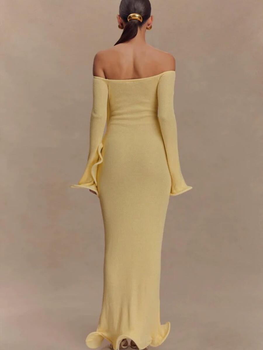 Off Shoulder Knit Maxi Dress