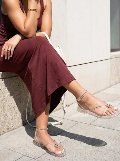 Barely-There Minimalist | Clear Strappy Jelly Sandals