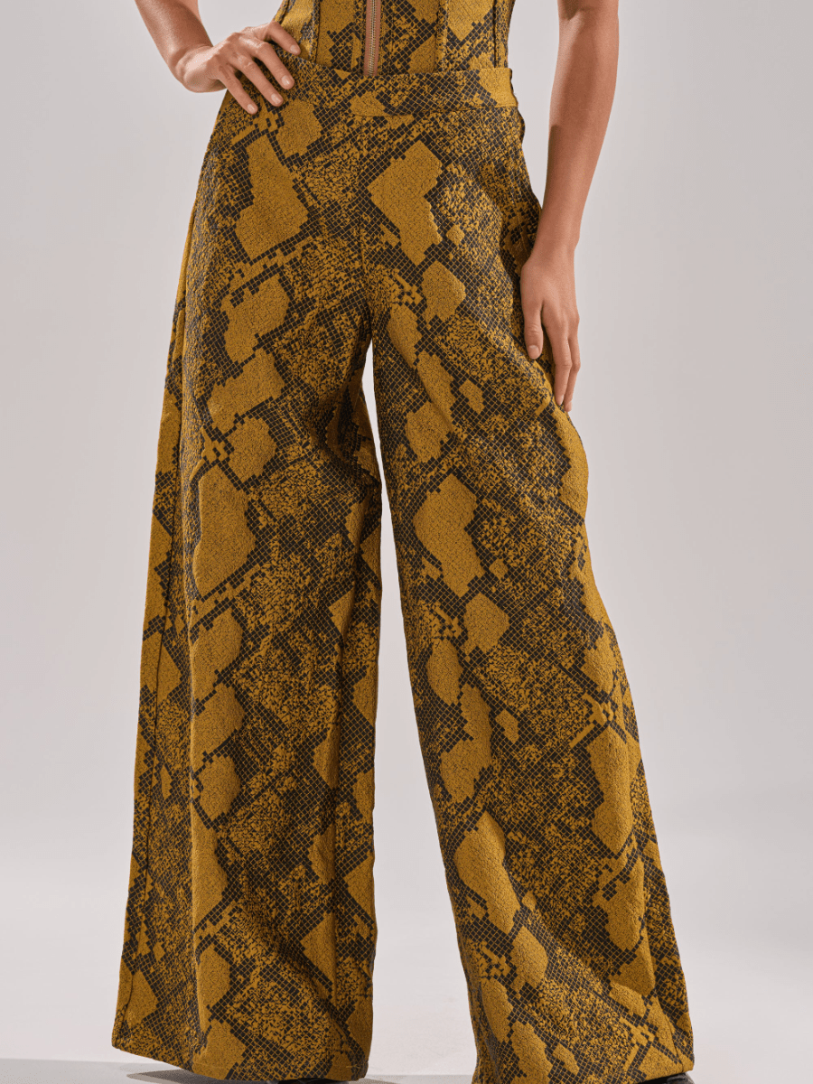 Abstract Snake Print High - Waist Pants - laseze
