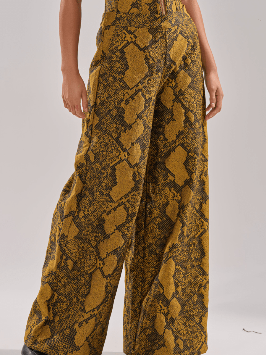 Abstract Snake Print High - Waist Pants - laseze