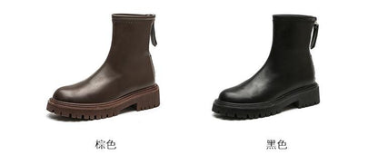Autumn And Winter New Martin Boots Fashion Round Head Thick Bottom - laseze