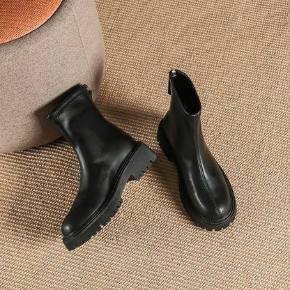 Autumn And Winter New Martin Boots Fashion Round Head Thick Bottom - laseze