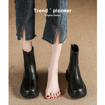 Autumn And Winter New Martin Boots Fashion Round Head Thick Bottom - laseze