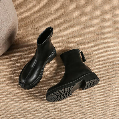 Autumn And Winter New Martin Boots Fashion Round Head Thick Bottom - laseze