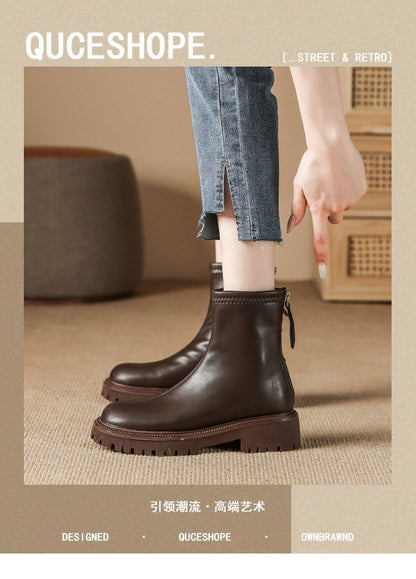 Autumn And Winter New Martin Boots Fashion Round Head Thick Bottom - laseze