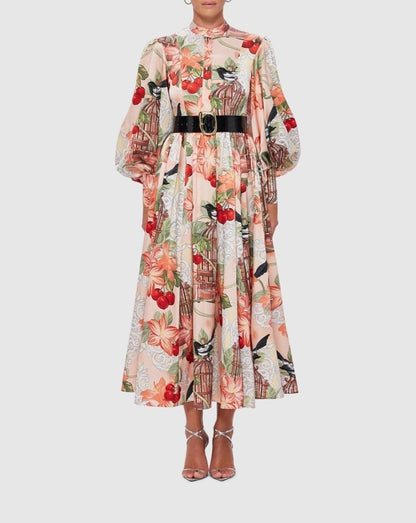 Azalea Print in Fortune Midi Dress - laseze