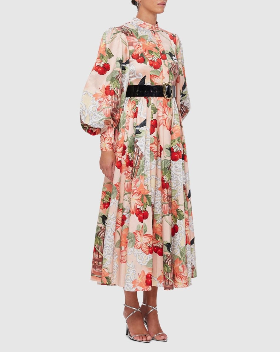 Azalea Print in Fortune Midi Dress - laseze