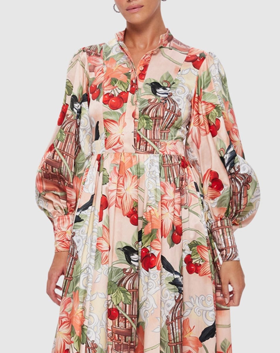 Azalea Print in Fortune Midi Dress - laseze