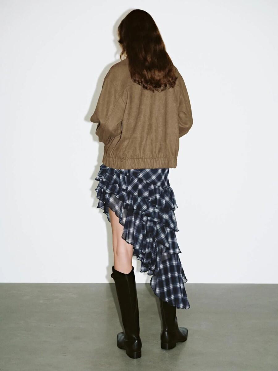 Irregular Hem Layered Plaid Skirt