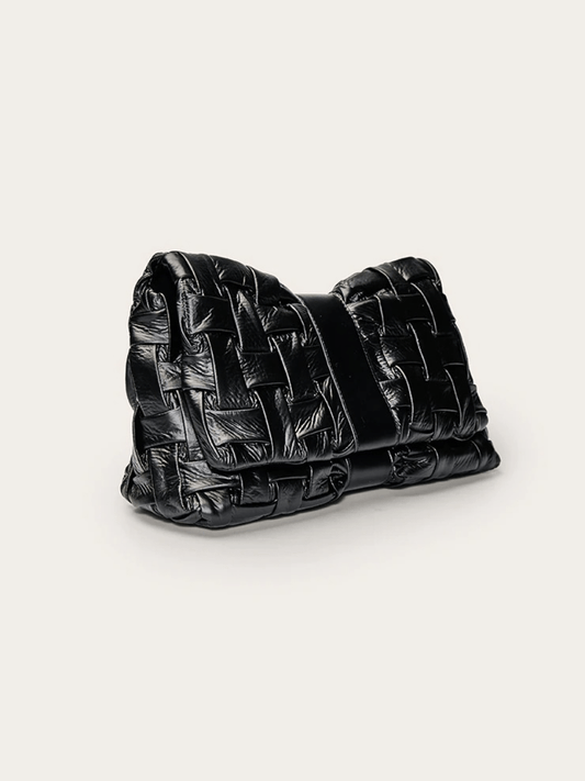 Black Cross Weave Fold Over Clutch Bag voguety