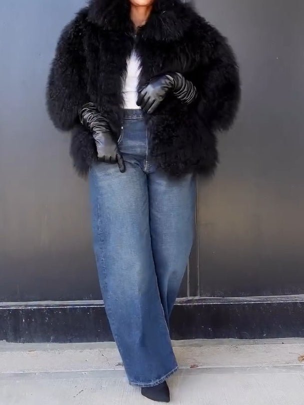 Black Fur Coat fashgoods