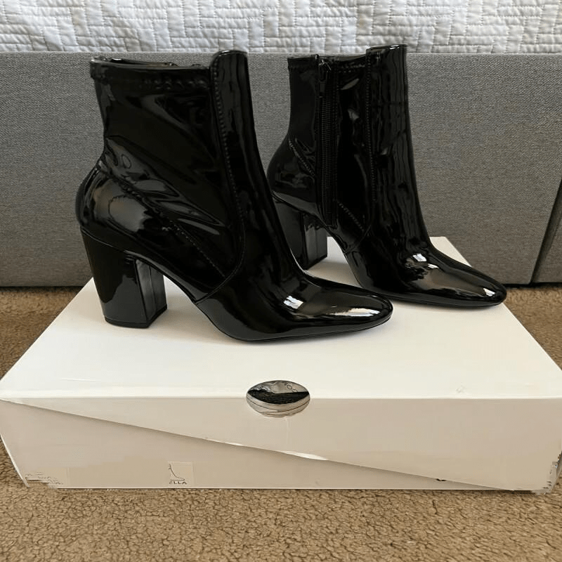 Black Patent Ankle Boots Booties laseze