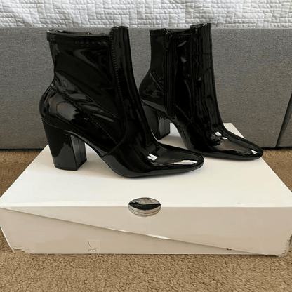 Black Patent Ankle Boots Booties laseze