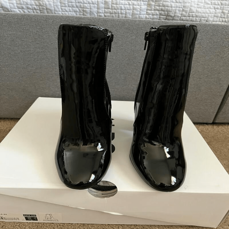 Black Patent Ankle Boots Booties laseze