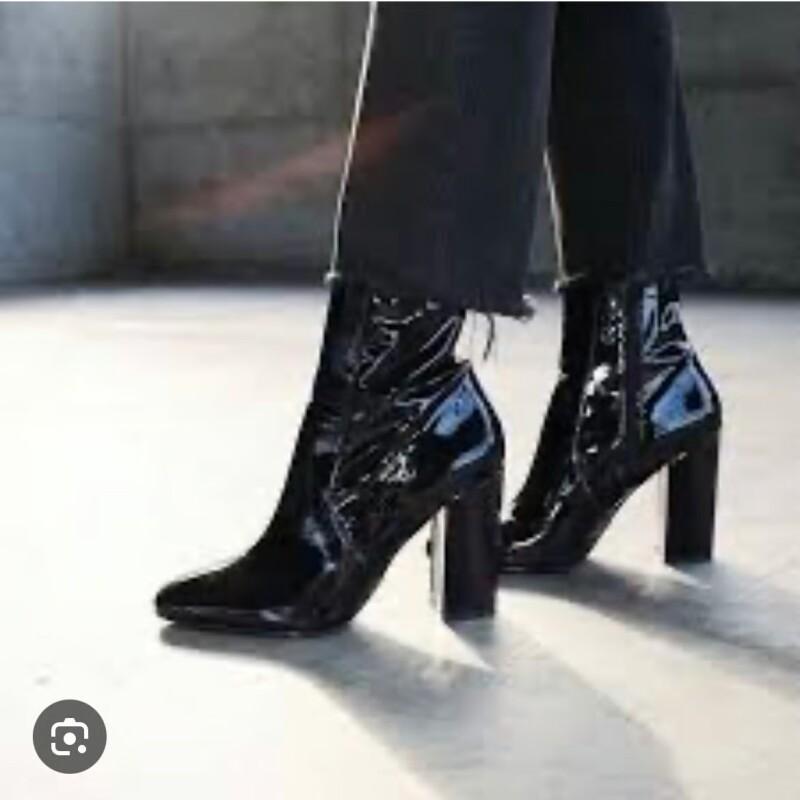 Black Patent Ankle Boots Booties laseze