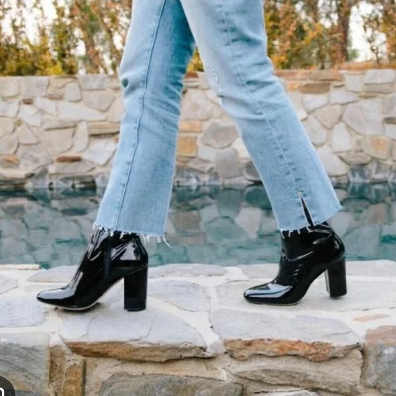 Black Patent Ankle Boots Booties laseze