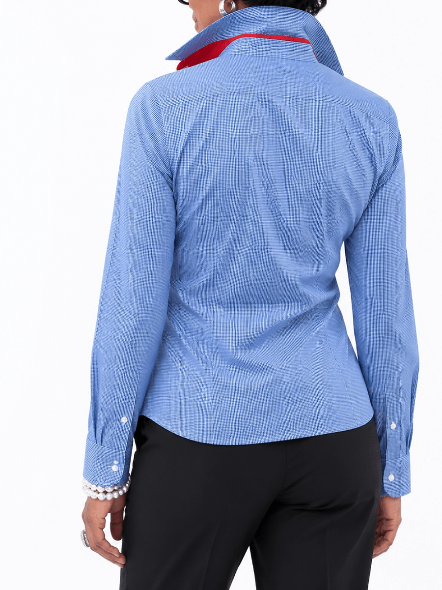Blue Micro-Check Button-Down Shirt - laseze
