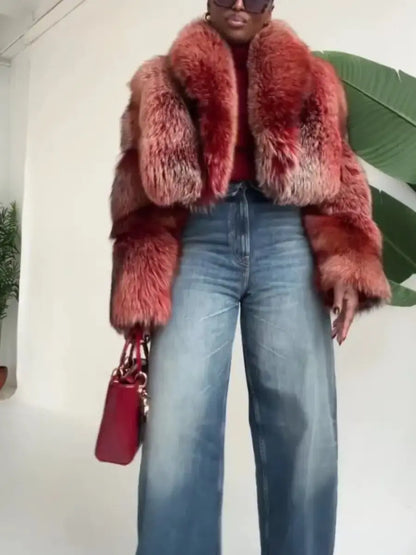 Burning Sunset Faux Fur Statement Jacket - laseze