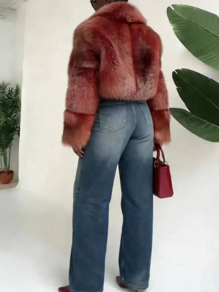 Burning Sunset Faux Fur Statement Jacket - laseze