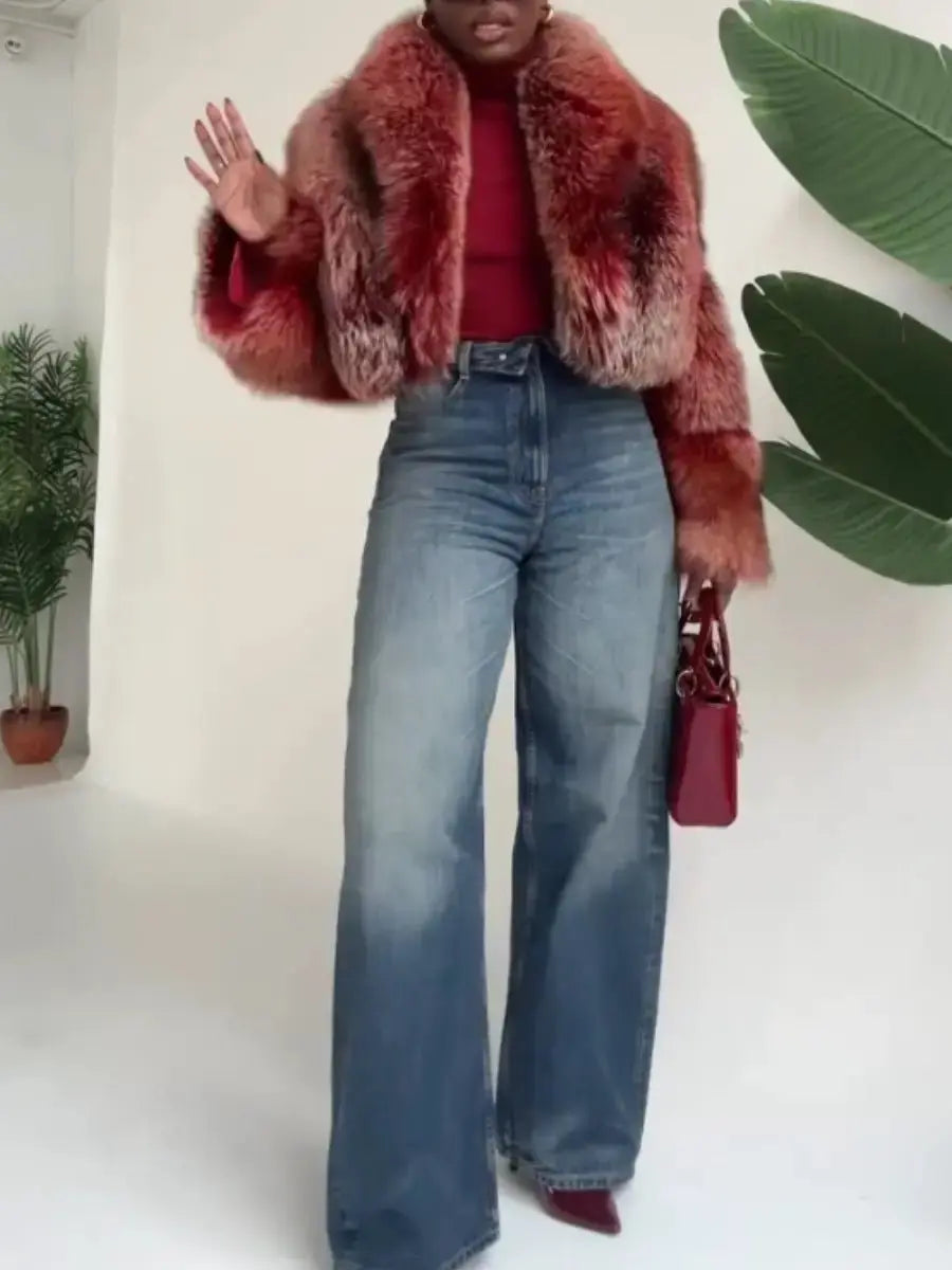 Burning Sunset Faux Fur Statement Jacket - laseze