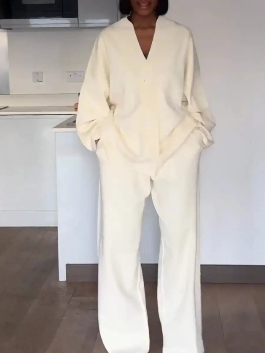 Buttercream Slouchy Knit Lounge Set - laseze