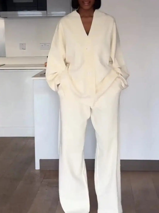 Buttercream Slouchy Knit Lounge Set - laseze