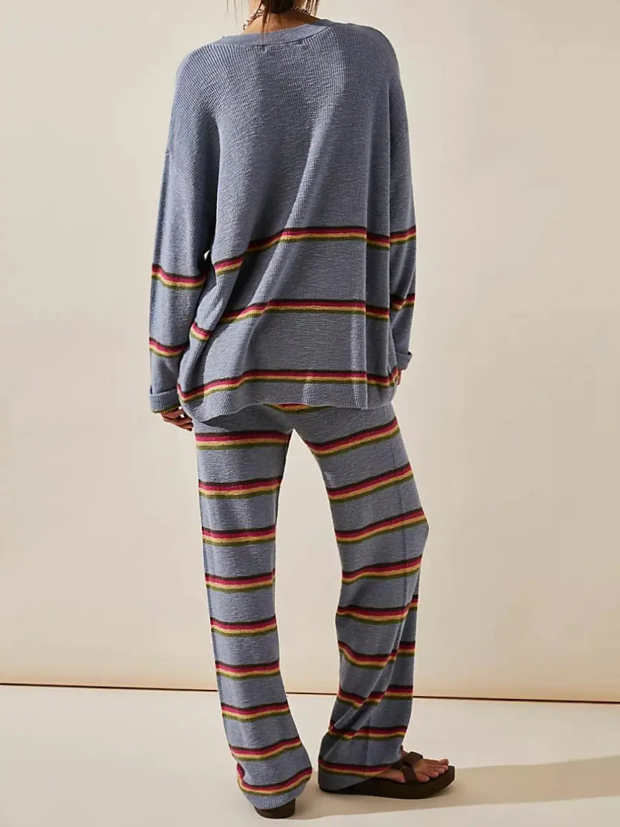 Casual Striped Sweater 2pc Set speciaic