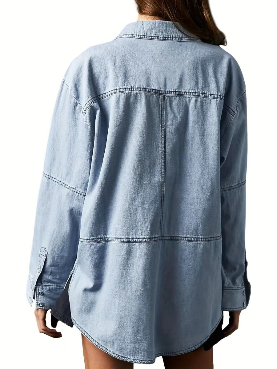 Casual V-Neck Denim Coat speciaic