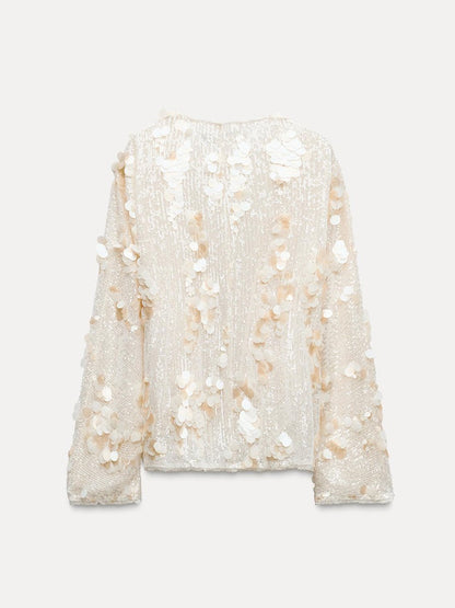 Casual V Neck Sequin Loose Jacket Kimono speciaic