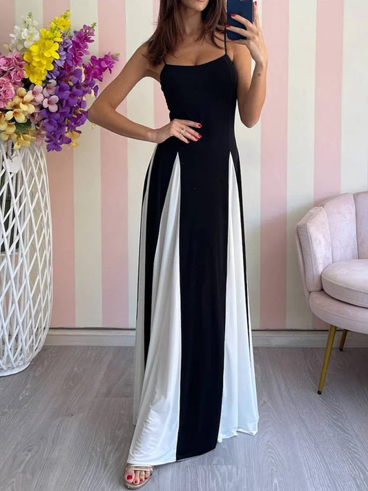 Chic Colorblock Chiffon Maxi Dress speciaic