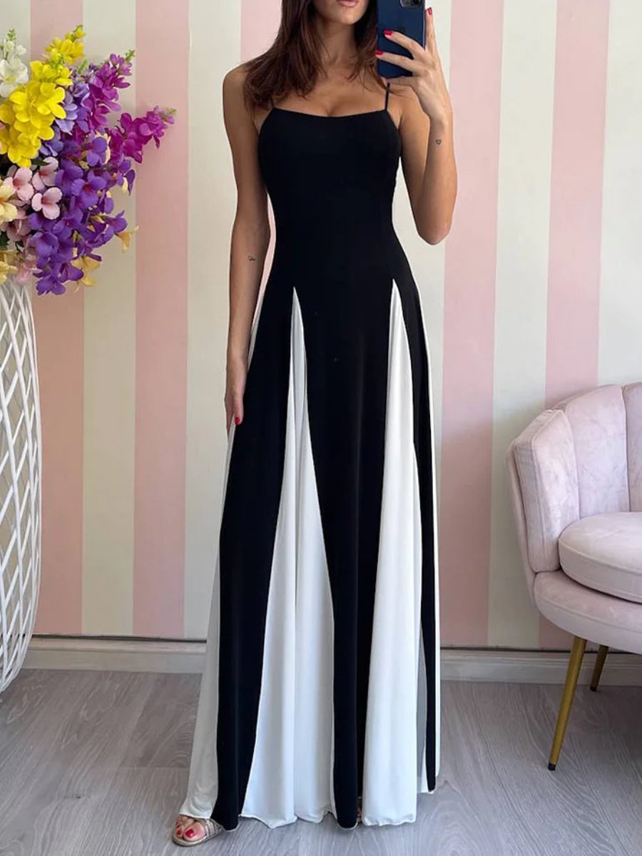 Chic Colorblock Chiffon Maxi Dress speciaic