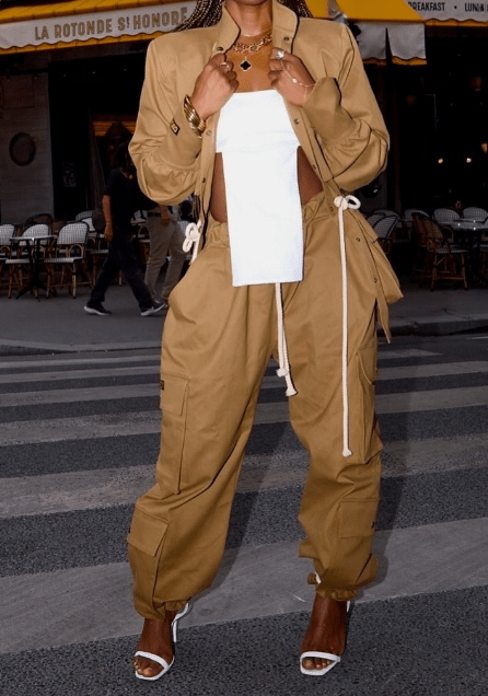 Chic Dirty Yellow Pants Set - laseze