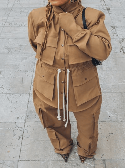 Chic Dirty Yellow Pants Set - laseze